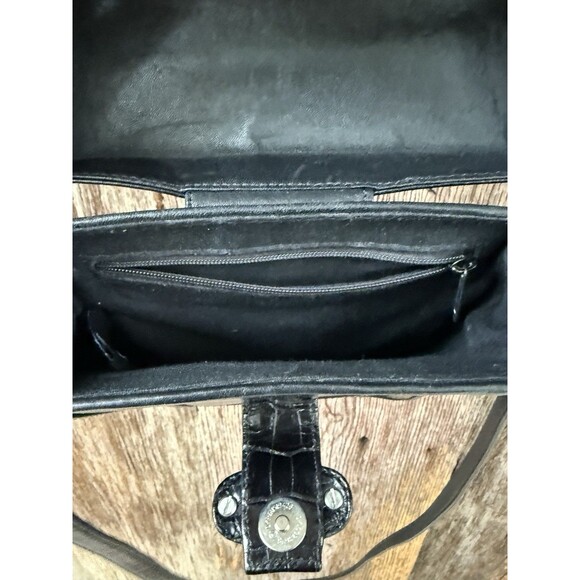 Brighton Leather Handbag Purse Shoulder Bag Brown Black Croc Embossed Crossbody - Picture 5 of 7